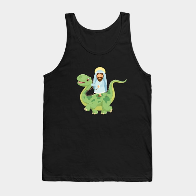 Funny Evolution Jesus on Dinosaur Darwin Evolve Tank Top by Marham19